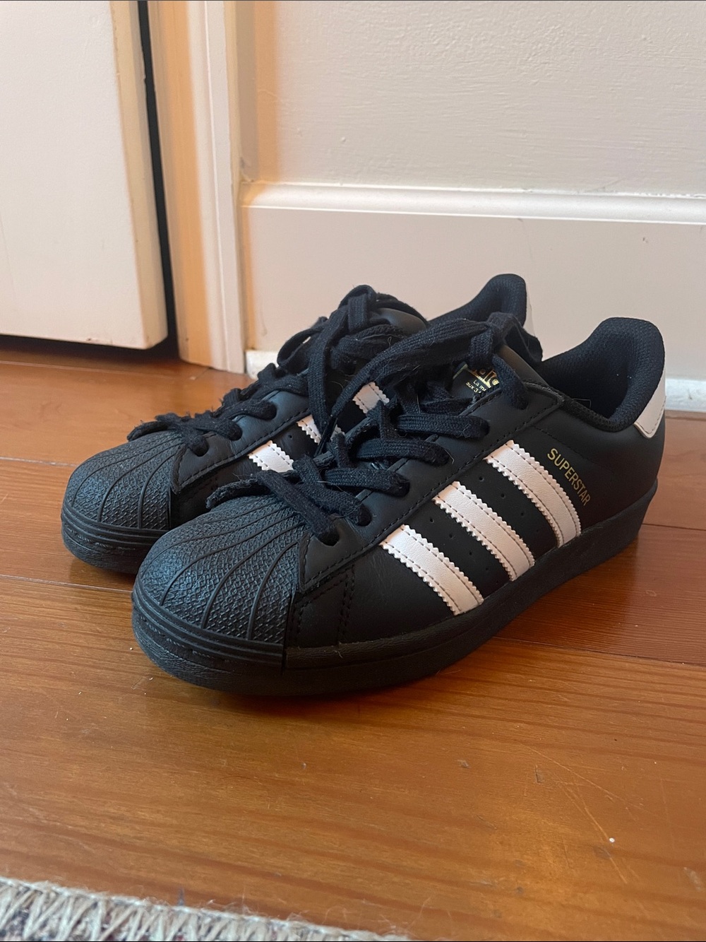 adidas Black and White Superstar Lace-Up Sneakers